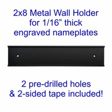 2 x 8 Black Metal Name Plate Slide-in Holder Wall or Door Mount with Holes