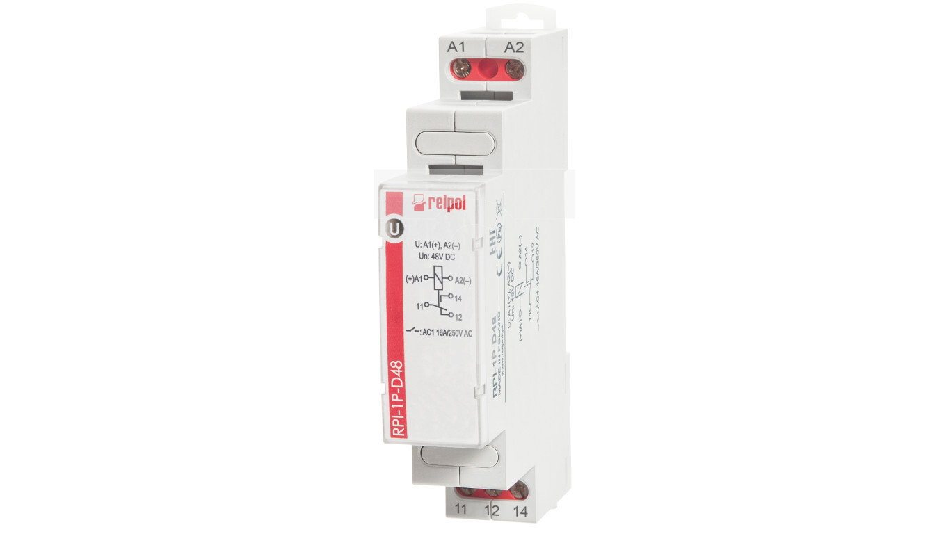 Electromagnetic relay 1P 16A 48V DC AgSnO2 RPI-1P-D48 863357 /T2UK