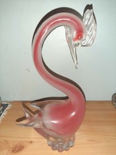 Murano - Glas Figur Vogel Unikat  25cm hoch rot weiss Farbverlauf Sammler