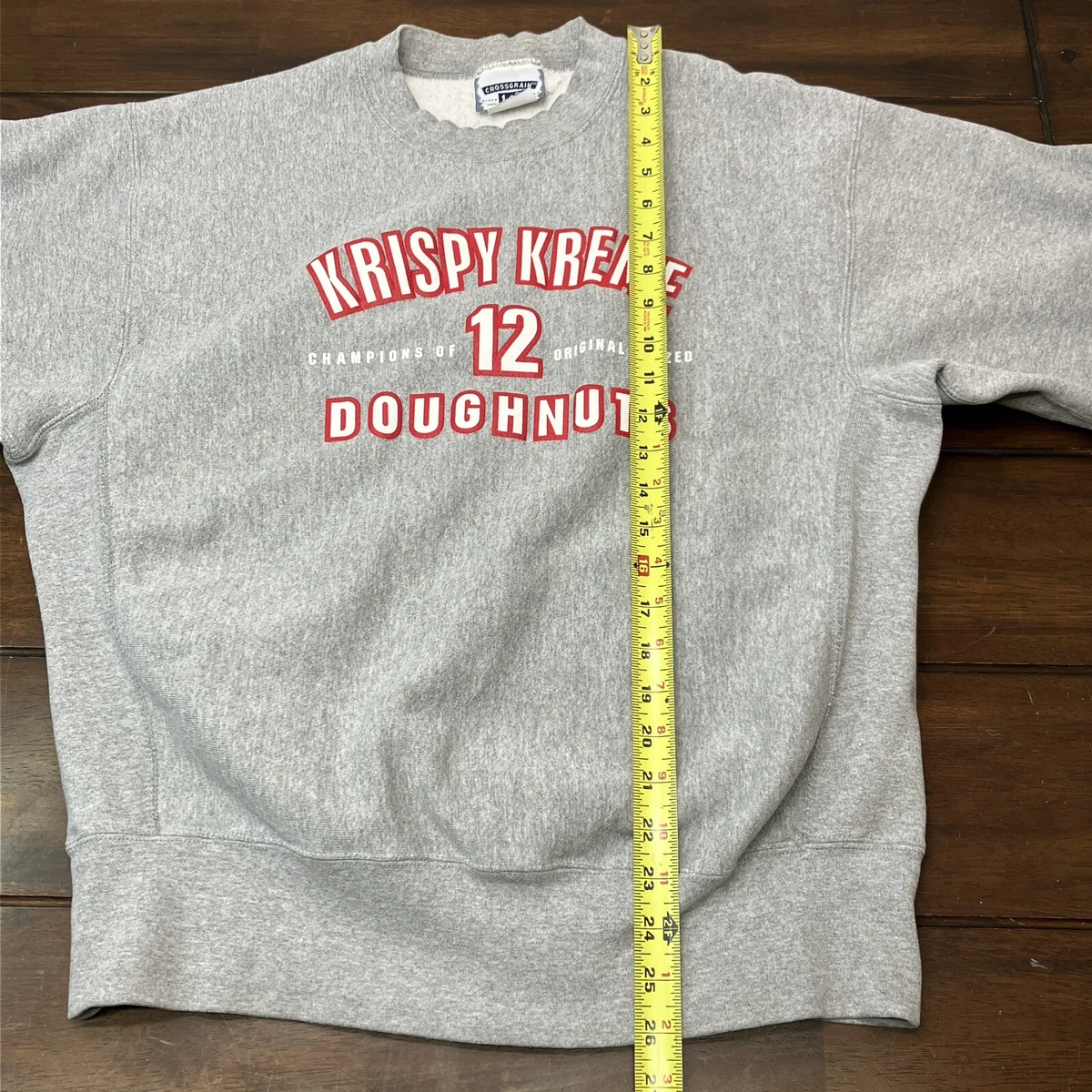 Vintage Krispy Kreme Sweatshirt Size Medium Lee Crossgrain 12 Doughnuts Grey
