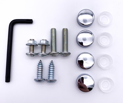 Anti Theft Auto Security Torx License Plate Screws Bolts Kit w/ Chrome Caps - Picture 3 of 3