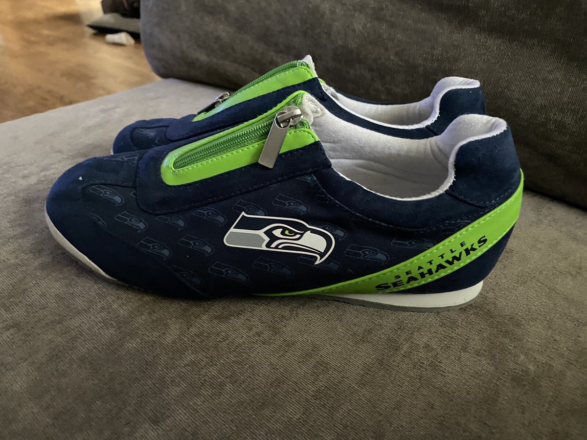 Seattle Seahawks Logo-Pattern Zipper Canvas Sneakers-The Bradford