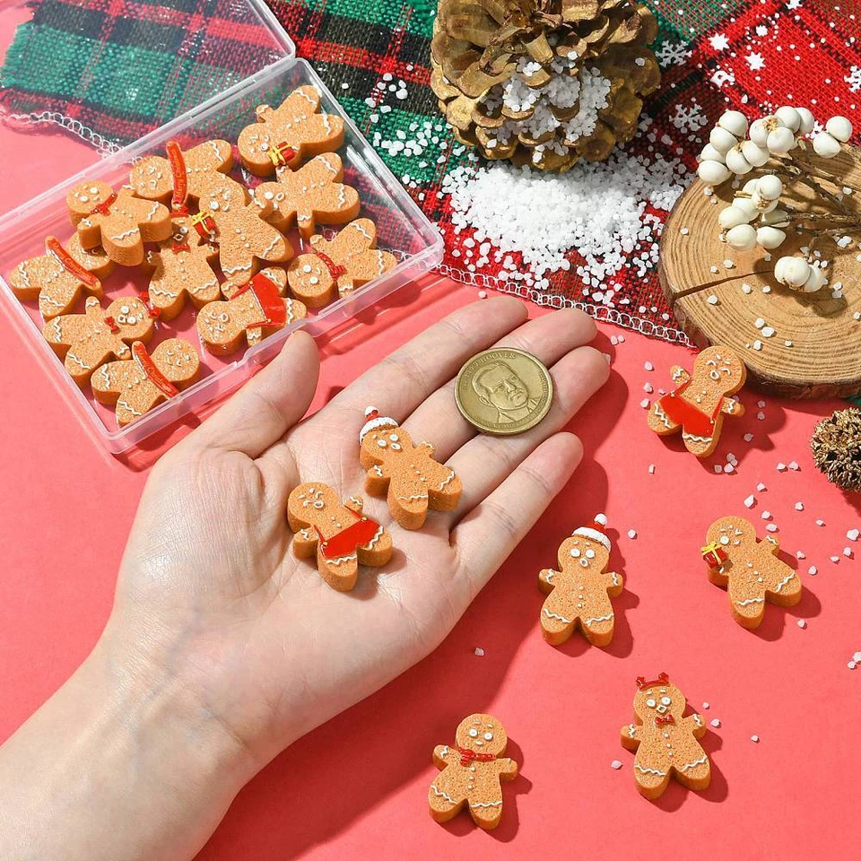 18x Navidad Pan de Jengibre Hombre Marrón Espalda Plana Dije Cabachon para Estuche de Teléfono Decoración Foto 4 de 4