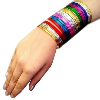 MARKENLOS 100 Indische Armreifen Set Ø6,5cm Schmuck Bollywood Bauchtanz Belly Dance