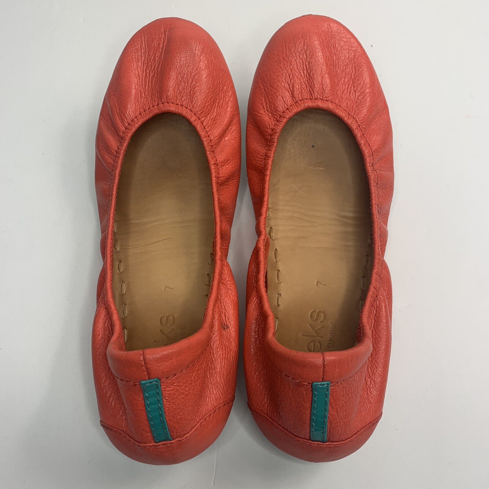 red leather flats