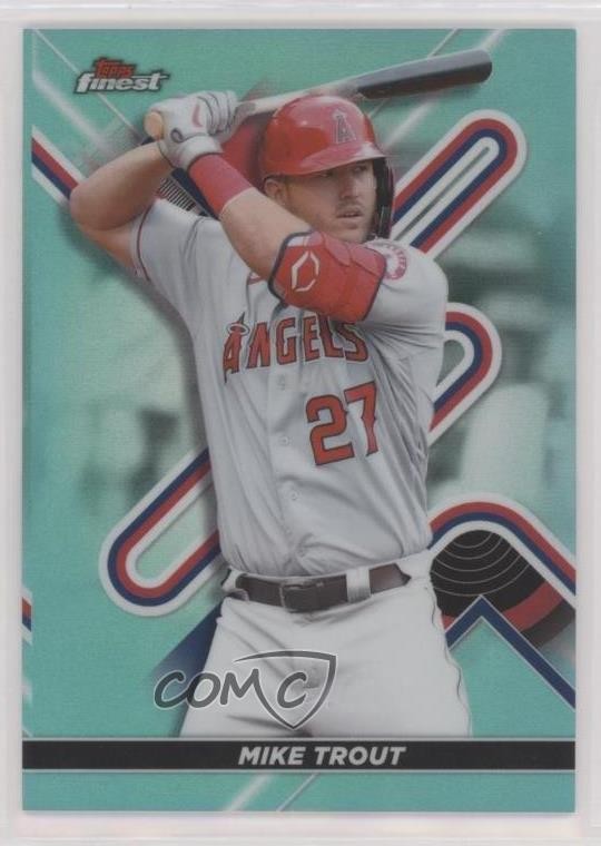 2022 Topps Finest Aqua Refractor 79/199 Mike Trout #27 0w8