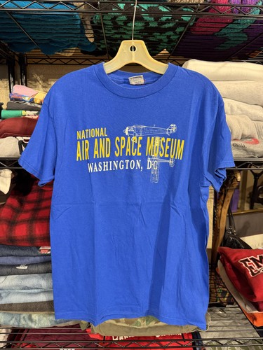 Vintage Smithsonian Institution Shirt Mens Medium Blue Air & Space Museum USA