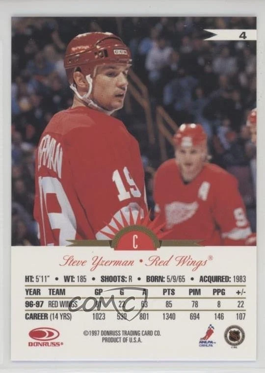 1997-98 Leaf International Stars Steve Yzerman #4 HOF - Image 2 of 2