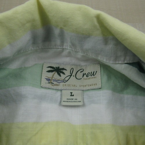 J Crew Shirt Men Large Green Button Up Camp Loop Collar Beach Tropical Hawaiian - Picture 4 of 11