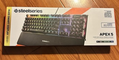SteelSeries Apex 5 Hybrid Mechanical Gaming Keyboard OLED Smart Display Aluminum