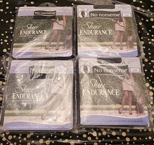 4 No Nonsense Pantyhose Sheer Endurance Control Top  Size A Midnight BLACK