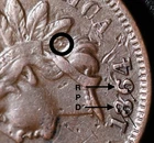 1864L INDIAN HEAD CENT - XF EF -With REPUNCHED DATE RPD!