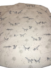 Pottery Barn Kids Forest Fox Crib Toddler Bed Fitted Sheet Gray Blue Moon Stars
