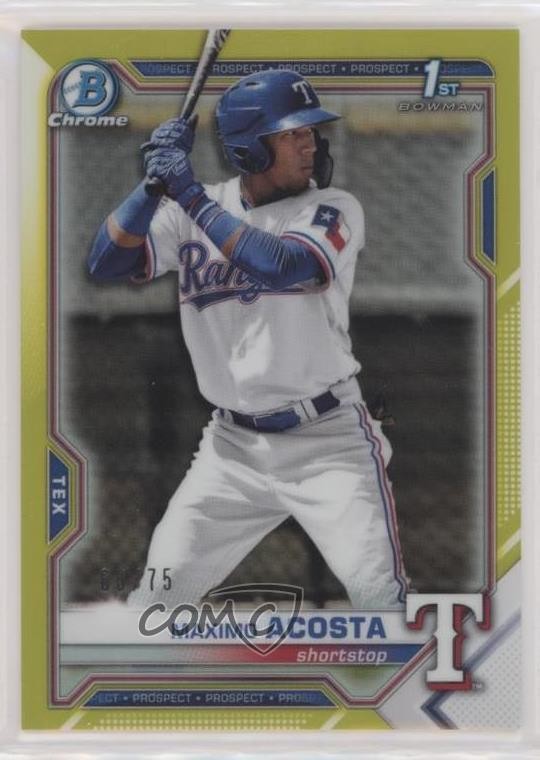 2021 Bowman Chrome Prospects Yellow Refractor 60/75 Maximo Acosta #BCP-7 rf2