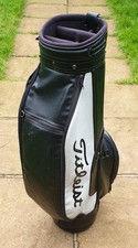 Vintage Titleist Black/White Faux Leather Staff Golf Bag Six Way Divider