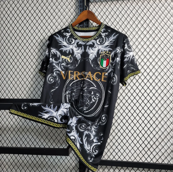 Italy x Versace Black Concept Football Jersey Special Edition