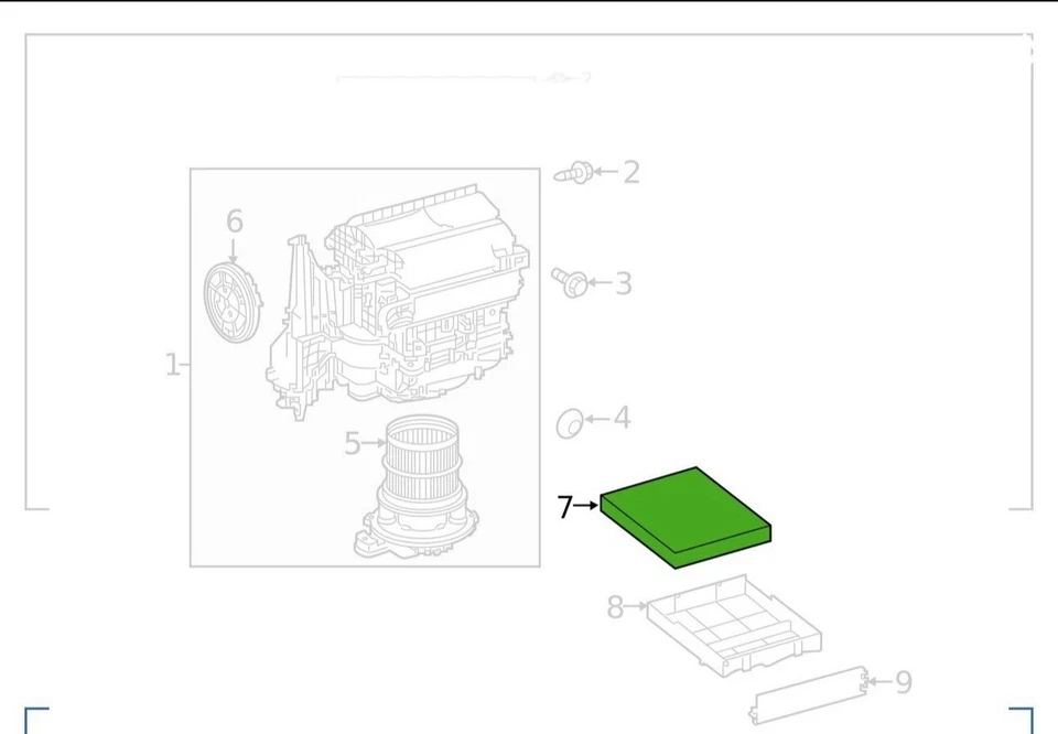 Filtro de aire de cabina Toyota Corolla Highlander Prius RAV4 87139-58010 Foto 3 de 4