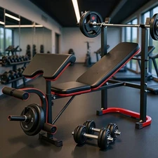 8 in 1 660LBS Adjustable Weight Bench with Squat Rack Leg Extension & Leg Curl