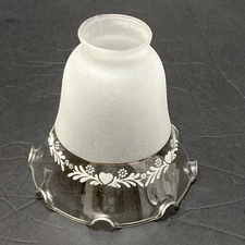 Frosted and Clear Glass Shade Ruffle 2 1/4" Lamp Fitter 2.25" Floral Heart