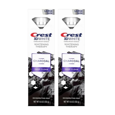 Crest 3D Whitening Therapy Charcoal Toothpaste, Deep Clean 4.6 oz (Lot of 2)
