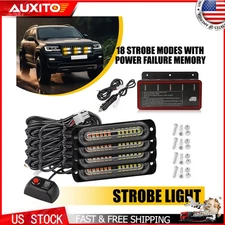 4x 12 LED Strobe Light Bar Car Truck Flashing Warning Hazard Beacon Amber/White
