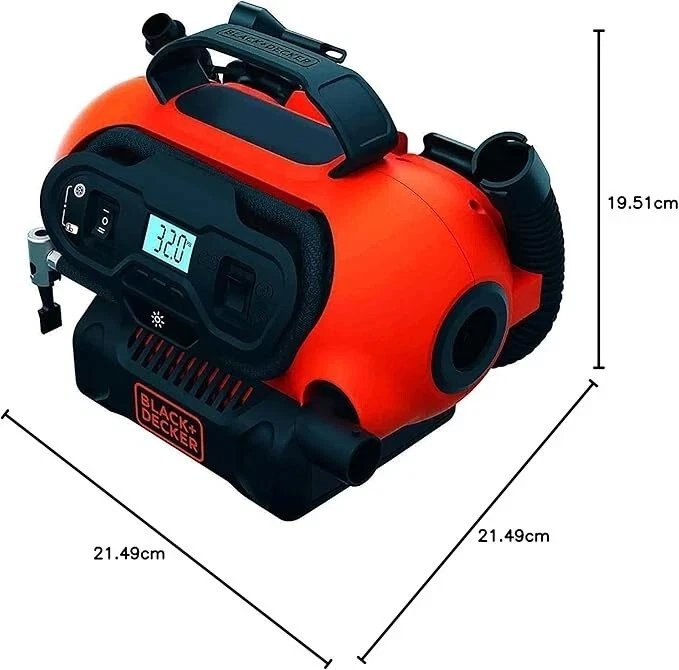 Compressore Aria Black+Decker a Filo con Batteria Portatile BDCINF18N-QS 12V 11B - Immagine 2 di 4