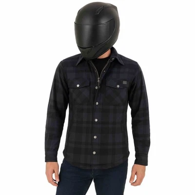Motorrad Hemd Flanell Aramid Schutz CE-Protektoren Lumberjack Grau Motorradjacke - Bild 1 von 4