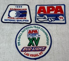 Lot Of 3 Vintage 1994-1995 Pool Billiards APA Patches 4  Sew On