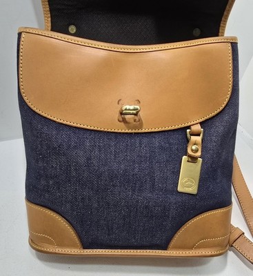 Vintage Dooney & Bourke Navy Leather Mini Backpack with Tan Trim Vintage Dooney & Bourke Denim Leather Cabriolet Backpack USA  main image 3