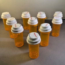 10 Empty Pill Bottles Walgreens Amber Prescription Medicine Craft Storage 3x1.25
