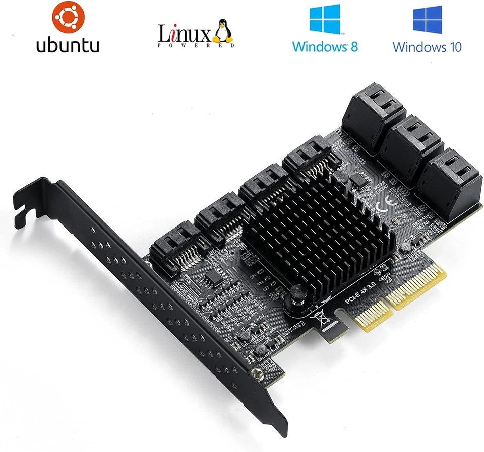 Versatile PCIe 10-Port SATA Card with Ten Cables - Perfect for Home & Server Use - Image 4 of 4