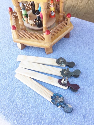 Christmas Carousel Pyramid Replacement Candle Holder Parts Set 4 Tin Metal Clips