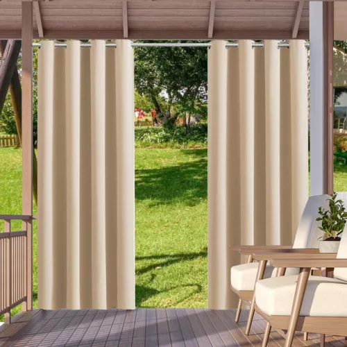 1/2 Stück Wasserdicht Outdoor Terrasse Vorhänge 52" Breit Sichtschutz Verdunkelung Pergola Schatten - Bild 82 von 124