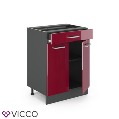 Meuble De Cuisine VICCO, Ensemble Intégré Avec élément Haut Et Bas, Finition Anthracite Ultra-brillante