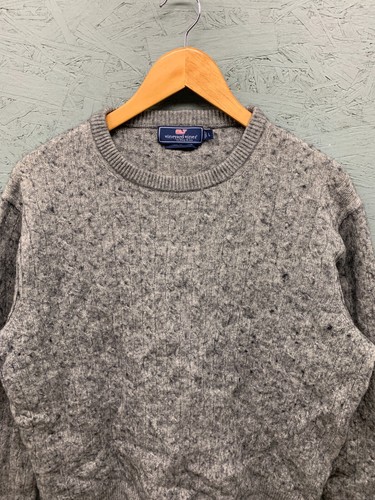 Vineyard Vines Sweater Men’s XL Gray Cashmere Cotton Crew Neck Whale Logo - Picture 2 of 9