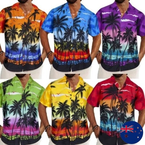 Mens Hawaiian Shirt S-5XL - Palm Tree Aloha Stag Beach Holiday Summer Party Fan - Picture 18 of 36