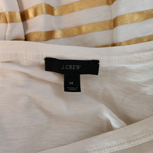 Blusa Top Camisa J Crew Blanco Dorado Rayas Cuello Barco Larga Slv Para Mujer USADA MEDIANA - Imagen 5 de 5