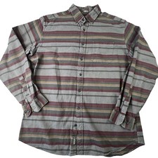 Eddie Bauer Mens Button Down Shirt Size Large Tall Multi Striped Relaxed Fit