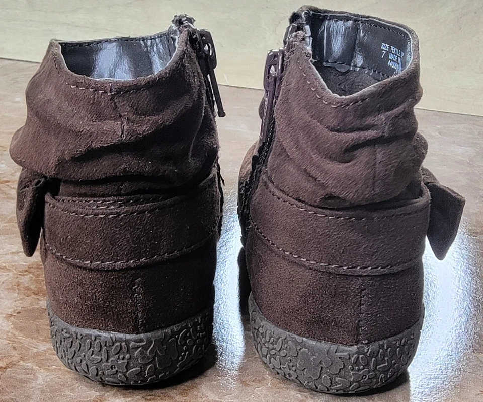 Botines marrones con lazo lateral talla 7 para niños pequeños Foto 4 de 4