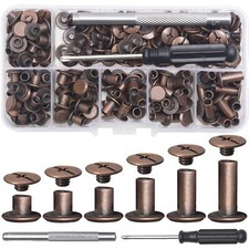 110 Sets Antique Copper Chicago Screws Rivets Kit for DIY Leather Bookbinding