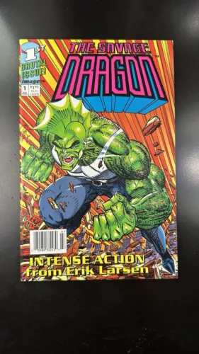 Savage Dragon #1 Newsstand Blue Logo Larsen 1st Print Image 1992 HIGH GRADE NM