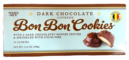 Trader Joe's Dark Chocolate Covered BON BON COOKIES Mousse Center * BB 12/2025 *