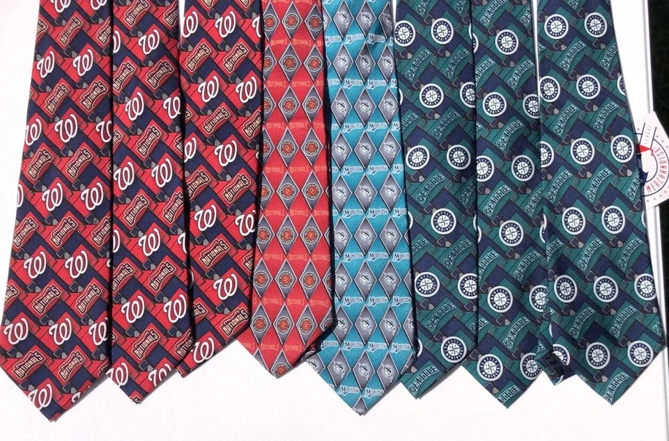 Lote de 8 corbatas de seda para hombre con temática de béisbol MLB (de colección, nuevas y auténticas) (¡guau!) Foto 3 de 4