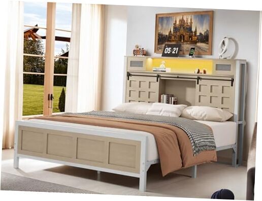 Queen Size Bed Frame Farmhouse with 49.14