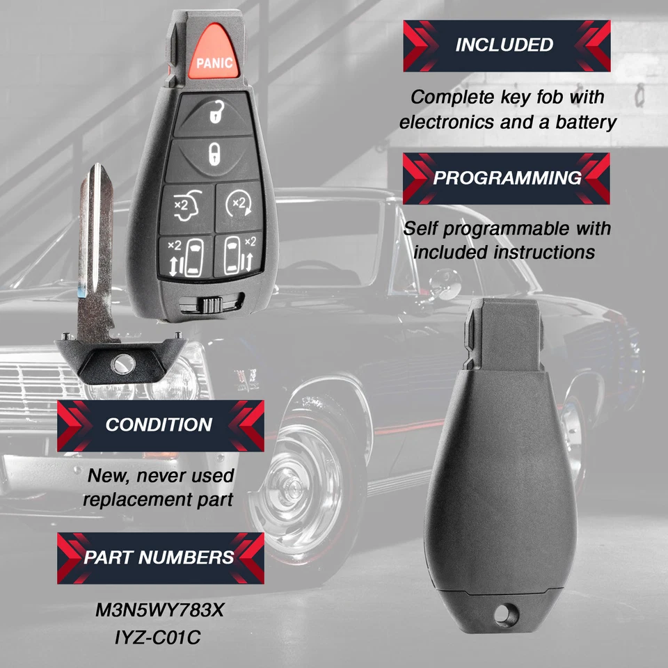 2 For 2008 2009 2010 2011 2012 2013 2014 Dodge Grand Caravan Remote Key Fob - Imagem 4 de 4