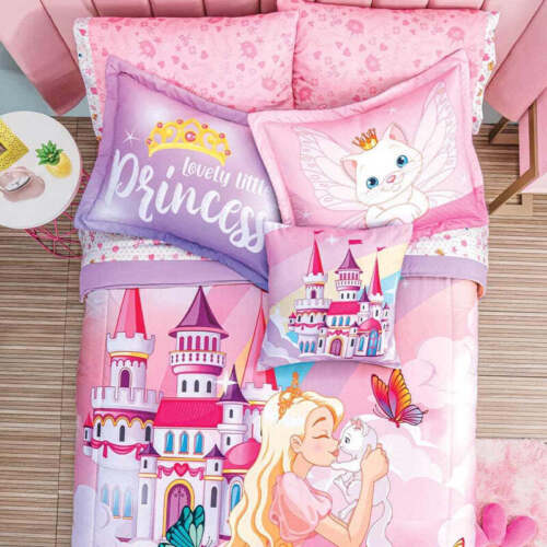 Juego de edredón reversible rosa claro para dama encantadora princesa con juego de sábanas - Imagen 1 de 3