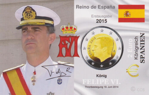 2 Euro Kursmünze SPANIEN ab 2015 *  MünzKarte / CoinCard - InfoKarte OHNE MÜNZE - Bild 1 von 8