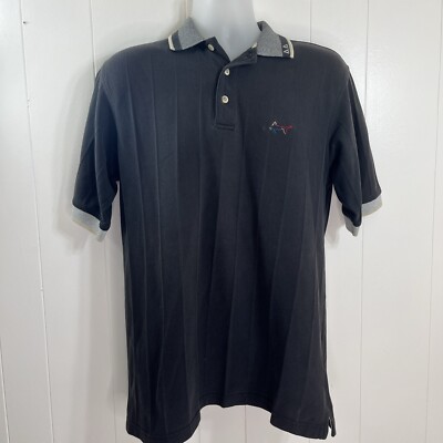 Greg Norman Collection Black Cotton Short Sleeve Golf Polo Shirt
