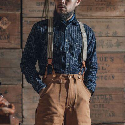 Bronson Wabash Stripe Dot Work Shirt Heritage Style Men Workshirt