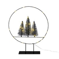 Led Metall Aufsteller Tanne Schwarz - 35 Cm - Advent Weihnachts Deko Ring Timer